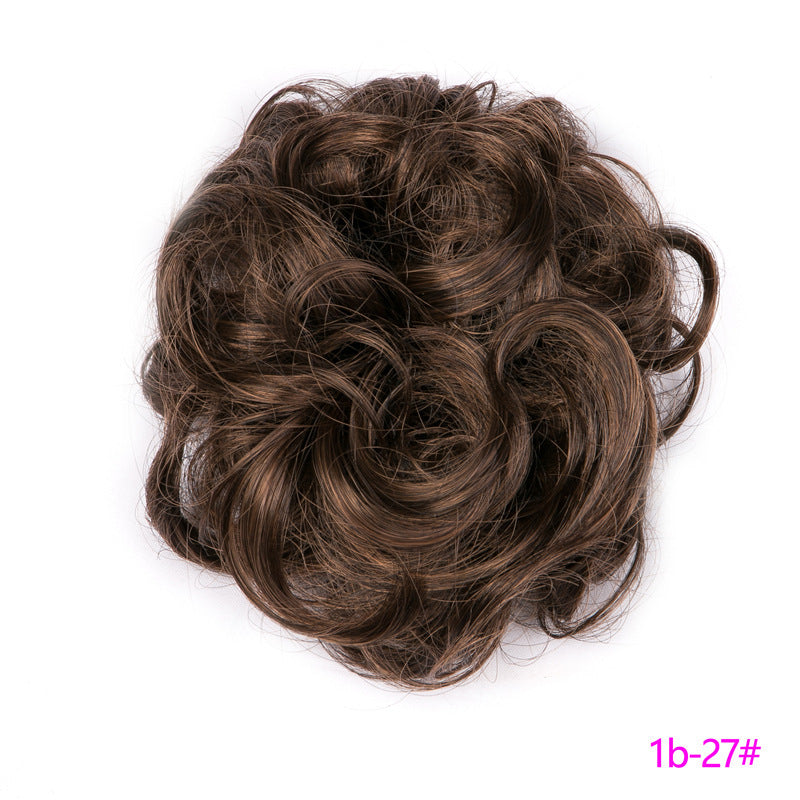 Europe, Japan, and South Korea popular hair bun fluffy natural drawstring curly hair ball head hair ring hair set female hair accessories chemical fiber hair Europe, Japan, and South Korea popular hair bun fluffy natural drawstring curly hair ball head hair ring hair set female hair accessories chemical fiber hair